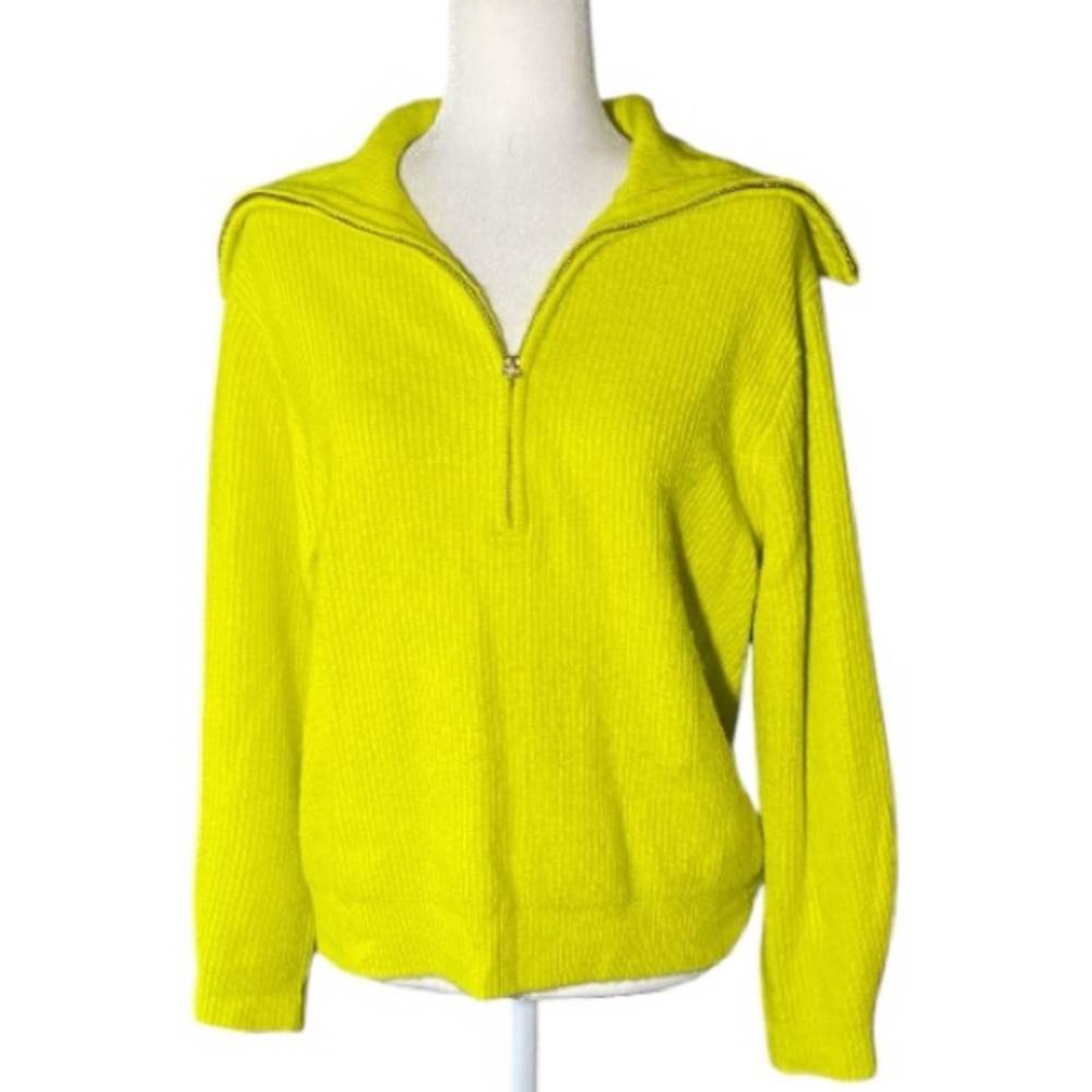 J. Crew Neon Yellow Half-Zip Sweater
